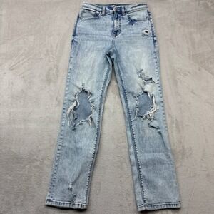 Willow + Root Jeans Women's 27 Distressed Light Wash The‎ Rise Up Straight Denim